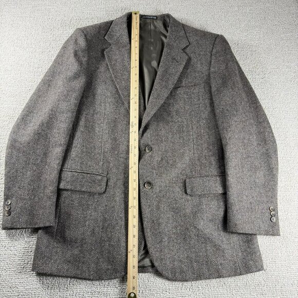 VTG Tweed Herringbone 100% Shetland Wool Blazer Sport Coat Brown Men’s Size 44L - Picture 5 of 9